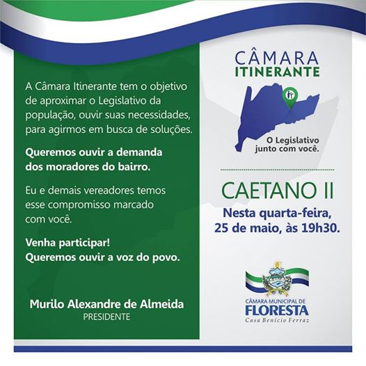 Convite Câmara Itinerante Bairro Caetano II
