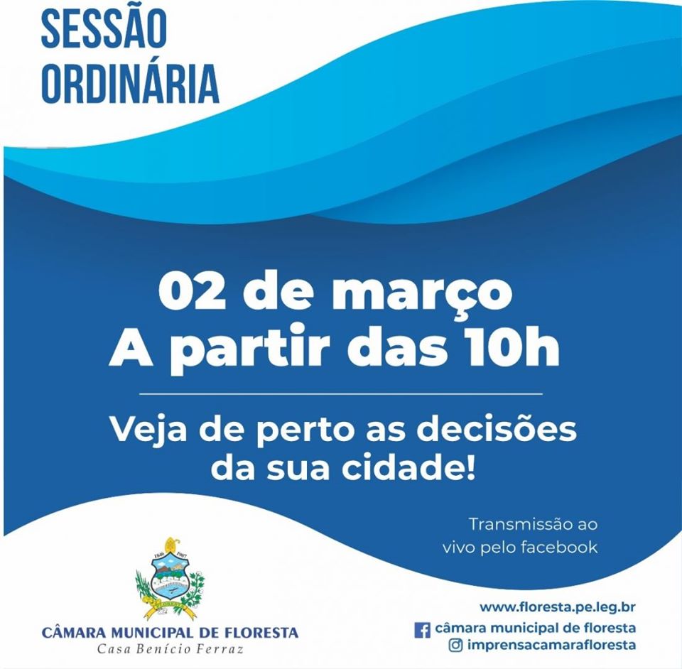 SESSÃO ORDINÁRIA - 02 DE MARÇO